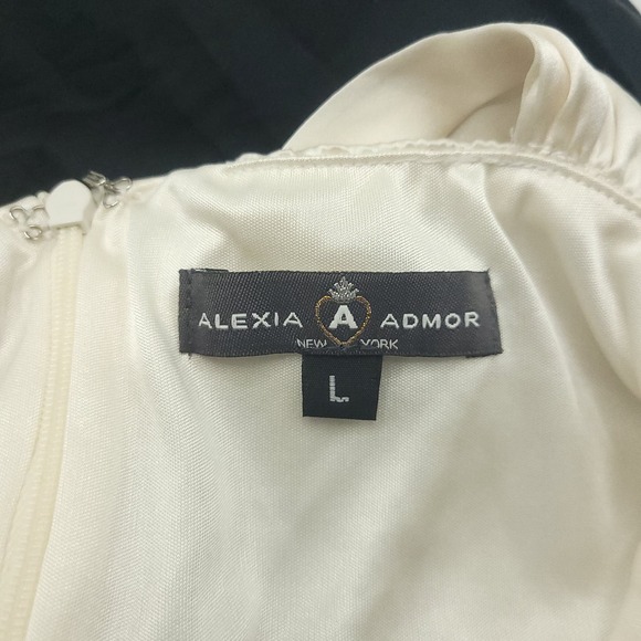 Alexia Admor Dress Cocktail Mini Open Back Black and Cream Size Large - Picture 7 of 8